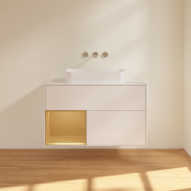 Тумба под раковину Villeroy & Boch Finion 100х50,1 см с подсветкой МДФ глянцевый белый лак/стекло белое матовое F651HFGF