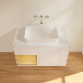 Тумба под раковину Villeroy & Boch Finion 100х50,1 см с подсветкой МДФ глянцевый белый лак/стекло белое матовое F651HFGF