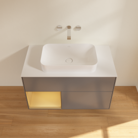 Тумба под раковину Villeroy & Boch Finion 100х50,1 см с подсветкой МДФ антрацит матовый лак/стекло белое матовое F651HFGK