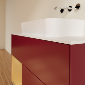 Тумба под раковину Villeroy & Boch Finion 100х50,1 см с подсветкой МДФ пион матовый лак/стекло белое матовое F651HFHB