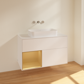 Тумба под раковину Villeroy & Boch Finion 100х50,1 см с подсветкой МДФ белый матовый лак/стекло белое матовое F651HFMT