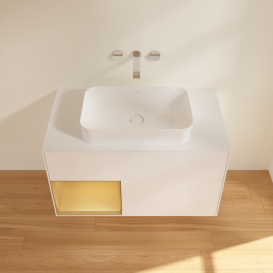 Тумба под раковину Villeroy & Boch Finion 100х50,1 см с подсветкой МДФ белый матовый лак/стекло белое матовое F651HFMT