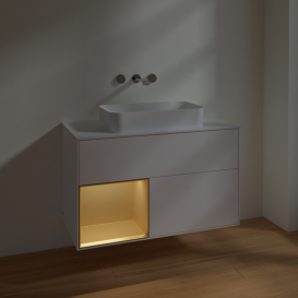 Тумба под раковину Villeroy & Boch Finion 100х50,1 см с подсветкой МДФ белый матовый лак/стекло белое матовое F651HFMT