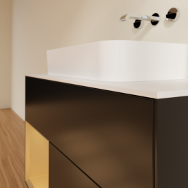 Тумба под раковину Villeroy & Boch Finion 100х50,1 см с подсветкой МДФ черный матовый лак/стекло белое матовое F651HFPD