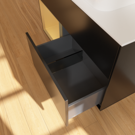 Тумба под раковину Villeroy & Boch Finion 100х50,1 см с подсветкой МДФ черный матовый лак/стекло белое матовое F651HFPD