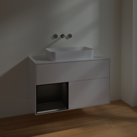 Тумба под раковину Villeroy & Boch Finion 100х50,1 см с подсветкой МДФ глянцевый белый лак/стекло белое матовое F651PDGF