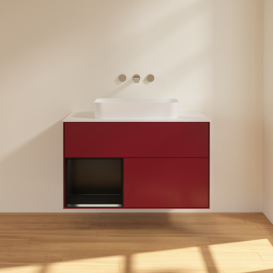 Тумба под раковину Villeroy & Boch Finion 100х50,1 см с подсветкой МДФ пион матовый лак/стекло белое матовое F651PDHB