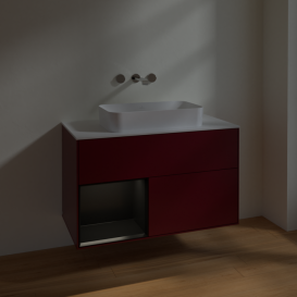 Тумба под раковину Villeroy & Boch Finion 100х50,1 см с подсветкой МДФ пион матовый лак/стекло белое матовое F651PDHB