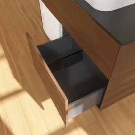 Тумба под раковину Villeroy & Boch Finion 100х50,1 см с подсветкой МДФ шпон грецкого ореха/стекло черное матовое F652GFGN