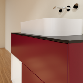 Тумба под раковину Villeroy & Boch Finion 100х50,1 см с подсветкой МДФ пион матовый лак/стекло черное матовое F652GFHB