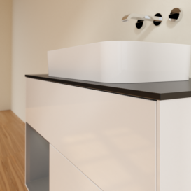 Тумба под раковину Villeroy & Boch Finion 100х50,1 см с подсветкой МДФ глянцевый белый лак/стекло черное матовое F652GKGF