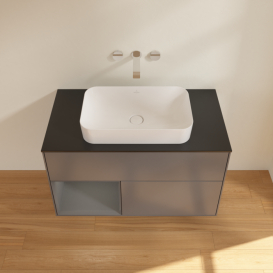 Тумба под раковину Villeroy & Boch Finion 100х50,1 см с подсветкой МДФ антрацит матовый лак/стекло черное матовое F652GKGK