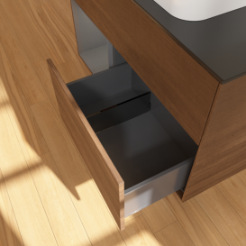 Тумба под раковину Villeroy & Boch Finion 100х50,1 см с подсветкой МДФ шпон грецкого ореха/стекло черное матовое F652GKGN