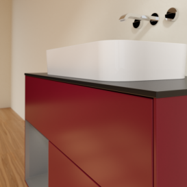 Тумба под раковину Villeroy & Boch Finion 100х50,1 см с подсветкой МДФ пион матовый лак/стекло черное матовое F652GKHB