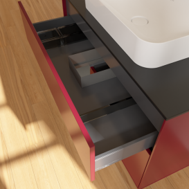 Тумба под раковину Villeroy & Boch Finion 100х50,1 см с подсветкой МДФ пион матовый лак/стекло черное матовое F652GKHB