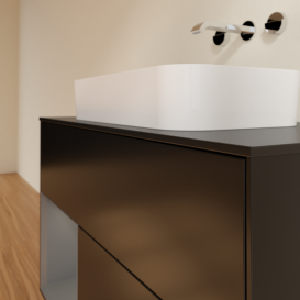 Тумба под раковину Villeroy & Boch Finion 100х50,1 см с подсветкой МДФ черный матовый лак/стекло черное матовое F652GKPD