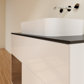 Тумба под раковину Villeroy & Boch Finion 100х50,1 см с подсветкой МДФ глянцевый белый лак/стекло черное матовое F652GNGF