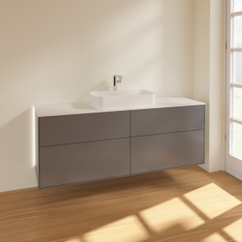 Тумба под раковину Villeroy & Boch Finion 160х50,1 см с подсветкой МДФ антрацит матовый лак/стекло белое матовое G32100GK