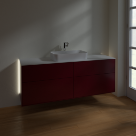 Тумба под раковину Villeroy & Boch Finion 160х50,1 см с подсветкой МДФ пион матовый лак/стекло белое матовое G32100HB