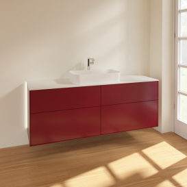 Тумба под раковину Villeroy & Boch Finion 160х50,1 см с подсветкой МДФ пион матовый лак/стекло белое матовое G32100HB