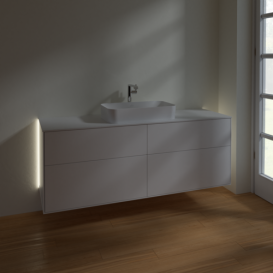 Тумба под раковину Villeroy & Boch Finion 160х50,1 см с подсветкой МДФ белый матовый лак/стекло белое матовое G32100MT