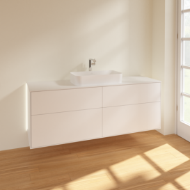 Тумба под раковину Villeroy & Boch Finion 160х50,1 см с подсветкой МДФ белый матовый лак/стекло белое матовое G32100MT