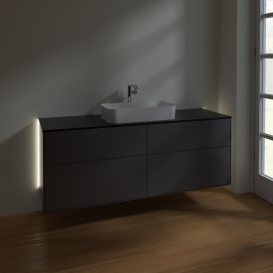 Тумба под раковину Villeroy & Boch Finion 160х50,1 см с подсветкой МДФ антрацит матовый лак/стекло черное матовое G32200GK
