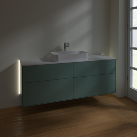 Тумба под раковину Villeroy & Boch Finion 160х50,1 см с подсветкой МДФ оливковый матовый лак/стекло белое матовое G32100GM