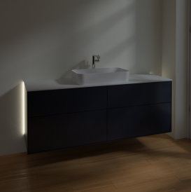 Тумба под раковину Villeroy & Boch Finion 160х50,1 см с подсветкой МДФ темно-синий матовый лак/стекло белое матовое G32100HG