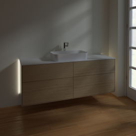 Тумба под раковину Villeroy & Boch Finion 160х50,1 см с подсветкой МДФ шпон дуба/стекло белое матовое G32100PC