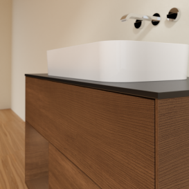 Тумба под раковину Villeroy & Boch Finion 100х50,1 см с подсветкой МДФ шпон грецкого ореха/стекло черное матовое F652GNGN