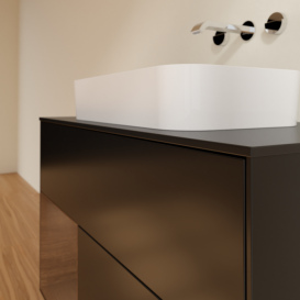 Тумба под раковину Villeroy & Boch Finion 100х50,1 см с подсветкой МДФ черный матовый лак/стекло черное матовое F652GNPD