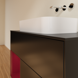 Тумба под раковину Villeroy & Boch Finion 100х50,1 см с подсветкой МДФ черный матовый лак/стекло черное матовое F652HBPD