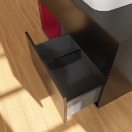 Тумба под раковину Villeroy & Boch Finion 100х50,1 см с подсветкой МДФ черный матовый лак/стекло черное матовое F652HBPD