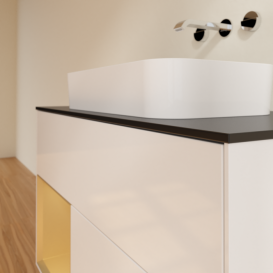 Тумба под раковину Villeroy & Boch Finion 100х50,1 см с подсветкой МДФ глянцевый белый лак/стекло черное матовое F652HFGF