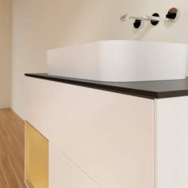 Тумба під раковину Villeroy & Boch Finion 100х50,1 см із підсвічуванням МДФ білий матовий лак/скло чорне матове F652HFMT