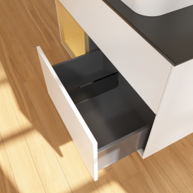 Тумба під раковину Villeroy & Boch Finion 100х50,1 см із підсвічуванням МДФ білий матовий лак/скло чорне матове F652HFMT