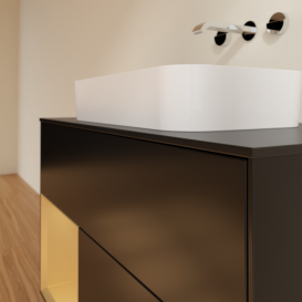 Тумба под раковину Villeroy & Boch Finion 100х50,1 см с подсветкой МДФ черный матовый лак/стекло черное матовое F652HFPD