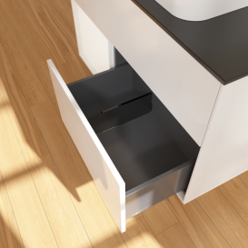 Тумба под раковину Villeroy & Boch Finion 100х50,1 см с подсветкой МДФ глянцевый белый лак/стекло черное матовое F652MTGF