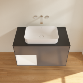 Тумба под раковину Villeroy & Boch Finion 100х50,1 см с подсветкой МДФ антрацит матовый лак/стекло черное матовое F652MTGK