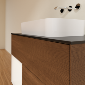 Тумба под раковину Villeroy & Boch Finion 100х50,1 см с подсветкой МДФ шпон грецкого ореха/стекло черное матовое F652MTGN