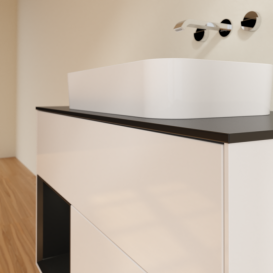 Тумба под раковину Villeroy & Boch Finion 100х50,1 см с подсветкой МДФ глянцевый белый лак/стекло черное матовое F652PDGF