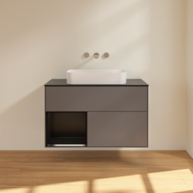 Тумба под раковину Villeroy & Boch Finion 100х50,1 см с подсветкой МДФ антрацит матовый лак/стекло черное матовое F652PDGK