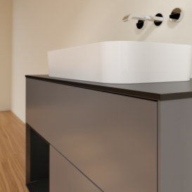 Тумба под раковину Villeroy & Boch Finion 100х50,1 см с подсветкой МДФ антрацит матовый лак/стекло черное матовое F652PDGK