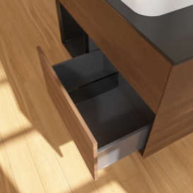 Тумба под раковину Villeroy & Boch Finion 100х50,1 см с подсветкой МДФ шпон грецкого ореха/стекло черное матовое F652PDGN