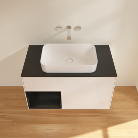 Тумба под раковину Villeroy & Boch Finion 100х50,1 см с подсветкой МДФ белый матовый лак/стекло черное матовое F652PDMT