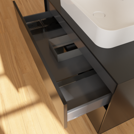 Тумба под раковину Villeroy & Boch Finion 100х50,1 см с подсветкой МДФ черный матовый лак/стекло черное матовое F652PDPD