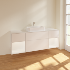 Тумба под раковину Villeroy & Boch Finion 160х50,1 см с подсветкой МДФ белый матовый лак/стекло белое матовое F331MTMT