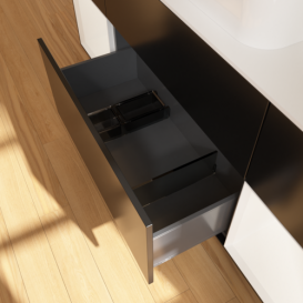 Тумба под раковину Villeroy & Boch Finion 160х50,1 см с подсветкой МДФ черный матовый лак/стекло белое матовое F331MTPD