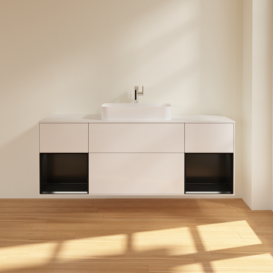 Тумба под раковину Villeroy & Boch Finion 160х50,1 см с подсветкой МДФ глянцевый белый лак/стекло белое матовое F331PDGF